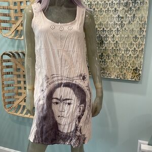 Artistic Cream Sleeveless Dress